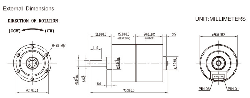 BL3626 Gear Motor 12V 5W Brushless DC Motor With Gearbox 37MM 24V 3626 Brushless Gear Motor For Wheelchair