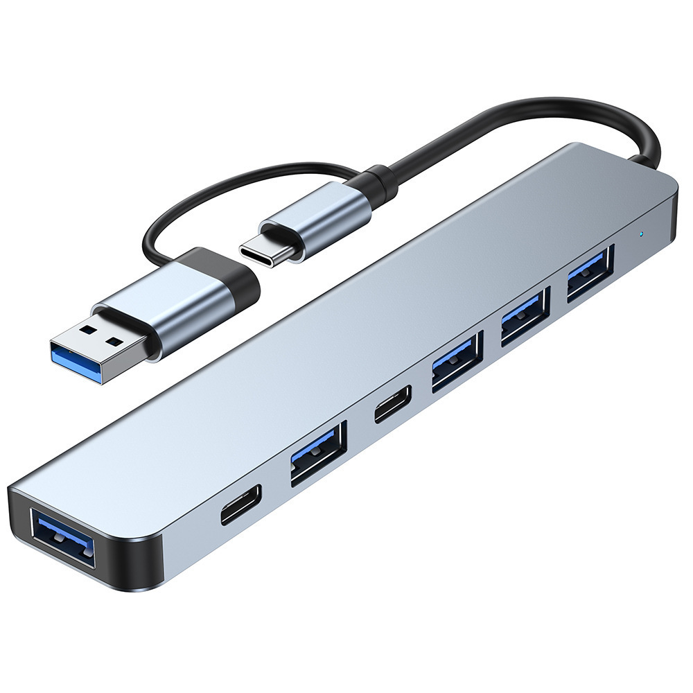 Aluminum Alloy 7 in 1 USB Hub 3.0 2.0 USB Splitter 7 Ports phone docking station Hub Adapter for Laptop Tablet PC