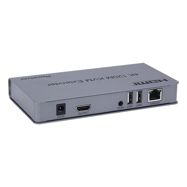 4K 120M HDTV  KVM Extender over IP Featuring IR and USB for Audio & Video Accessories