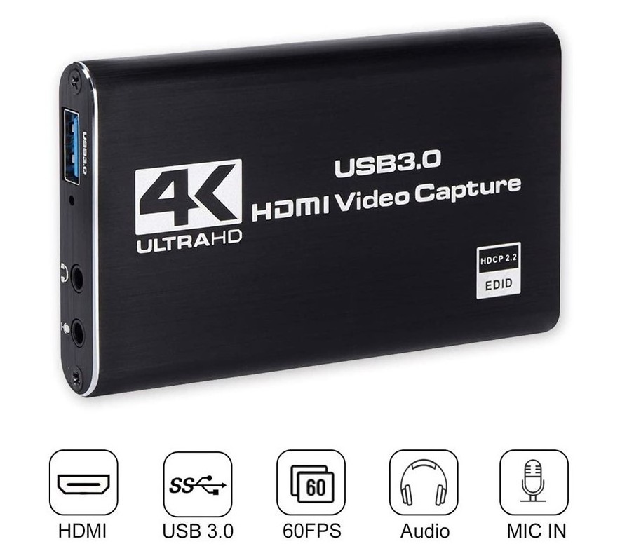 USB 1080P HD Video Capture Card for Mobile Computer Games Live Recording with HD Line Rotation Supports OBS System AVI Format