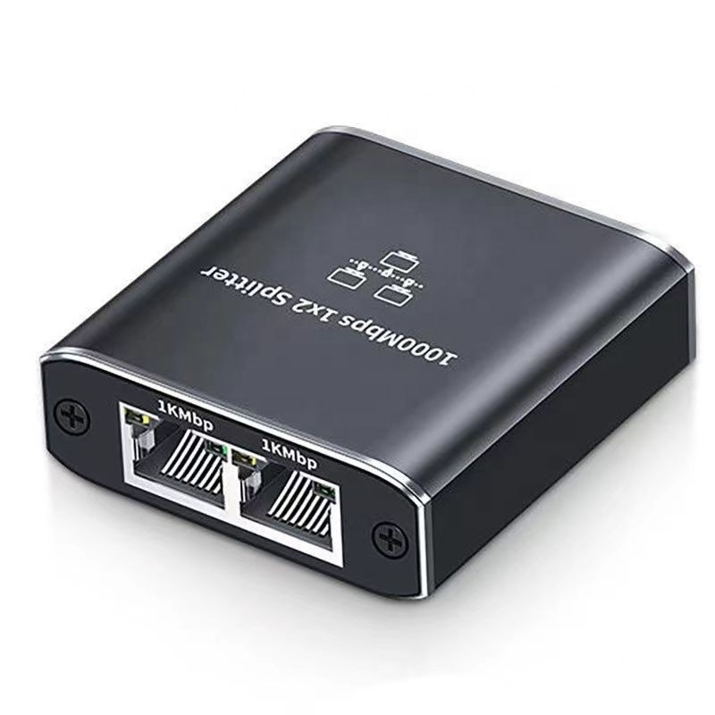 Gigabit Converter 1 to 2 RJ45 Network Adapter RJ45 Internet Splitter 8P8C Extender Display Function Video Splitters Converters