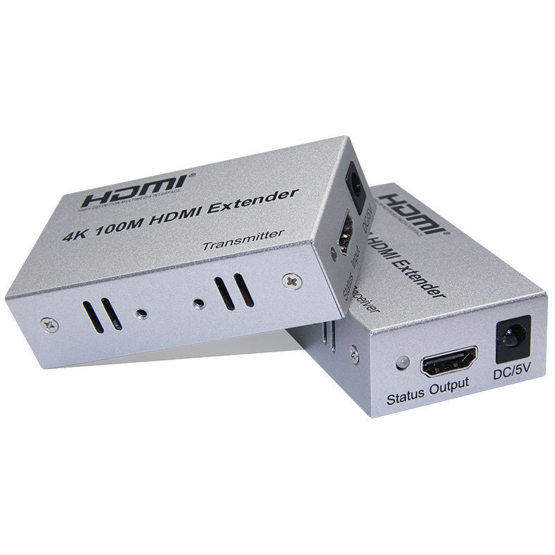 4K HDMI Extender with Transmitter and Receiver 100M Range Metal Adaptor 5V Input for Video Display