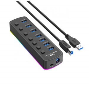 USB3.07 port docking usb3.0 one tow 7-port 7-hub with on-off breathing light for computer mouse and keyboard  HUB extender