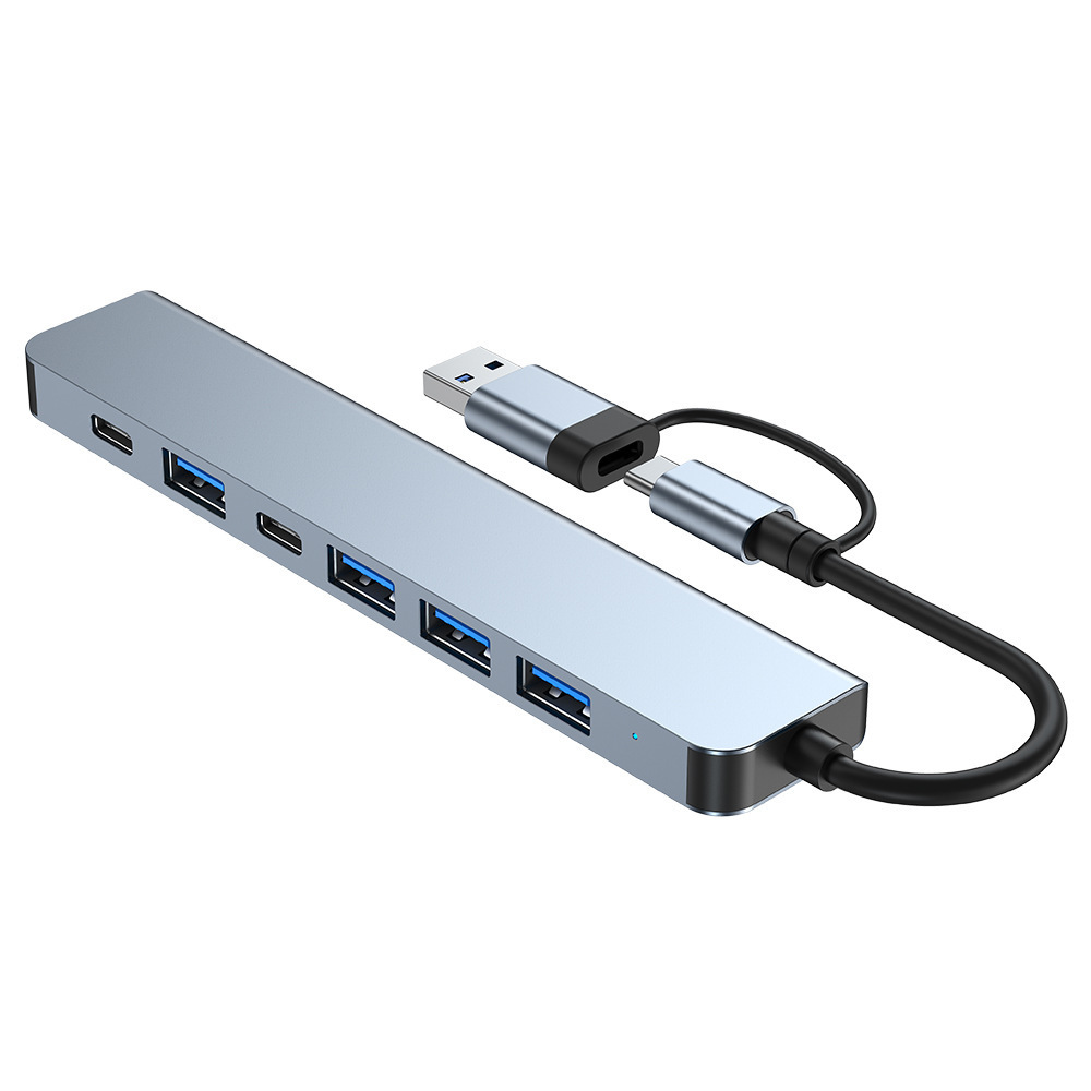 Aluminum Alloy 7 in 1 USB Hub 3.0 2.0 USB Splitter 7 Ports phone docking station Hub Adapter for Laptop Tablet PC