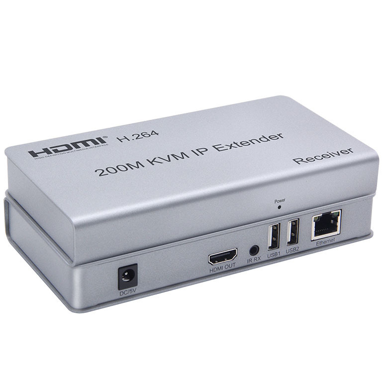 High Quality 1080p HDTV KVM Extender 200m HD USB 200M Extender with IR RJ45 Metal Material 5V Input