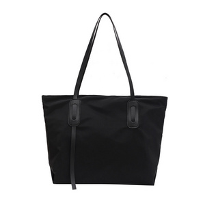 trendy ladies women handbag fashion large capacity hand bag leather handle nylon tote bag wholesale