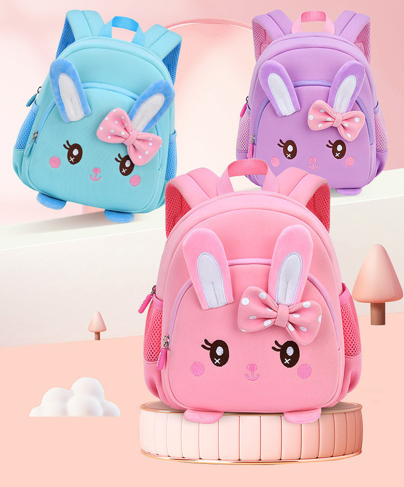 2022 Neoprene Kid School Bags Rabbit School Backpack with Anti-Theft Children's School Bag for Kids