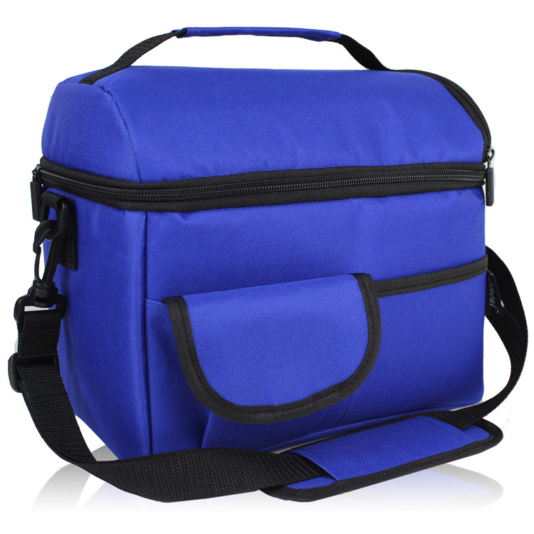 Blue 2 compartment office school thermal bag insulated cooler lunch box bag for women adult