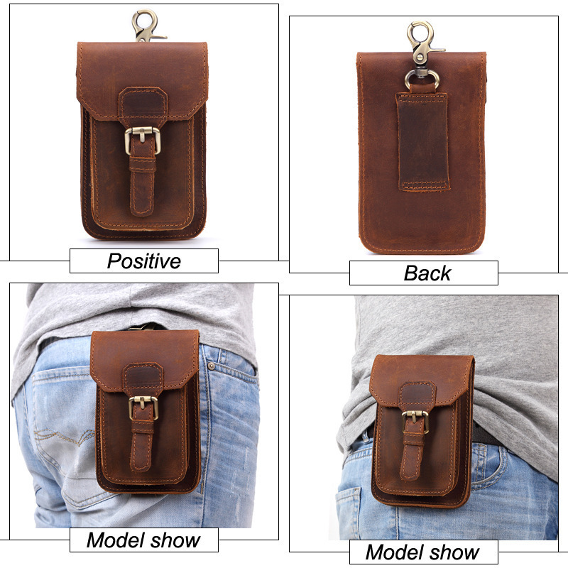 Genuine Leather Waist Tool Bag Work Heavy Duty Belt Pouch Sheath Flashlights Knife Pocket Organizer Carrier With Pen Loop