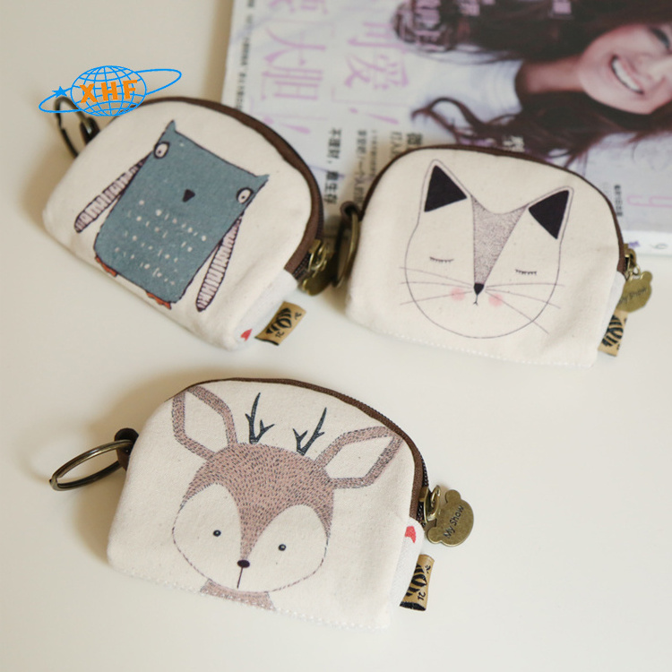 China factory cheap things to sell small cute cartoon canvas coin bag purse