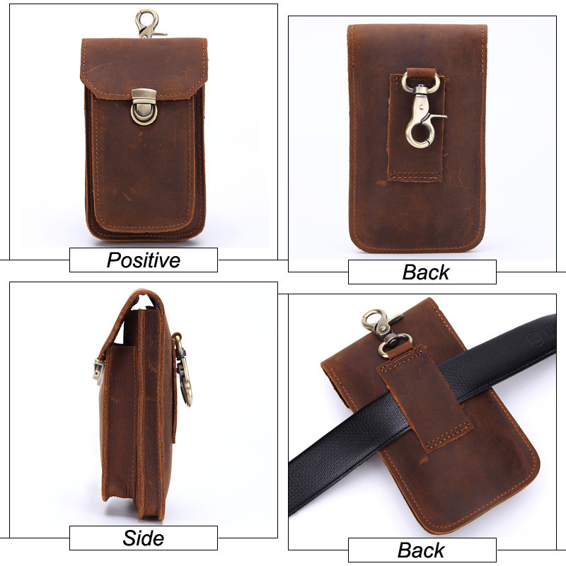 Genuine Leather Waist Tool Bag Work Heavy Duty Belt Pouch Sheath Flashlights Knife Pocket Organizer Carrier With Pen Loop