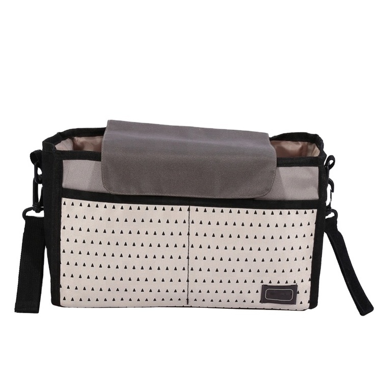 checkered Fabric Stroller Organizer With Insulated Cup Holders Baby Stroller Organizer Storage Bag