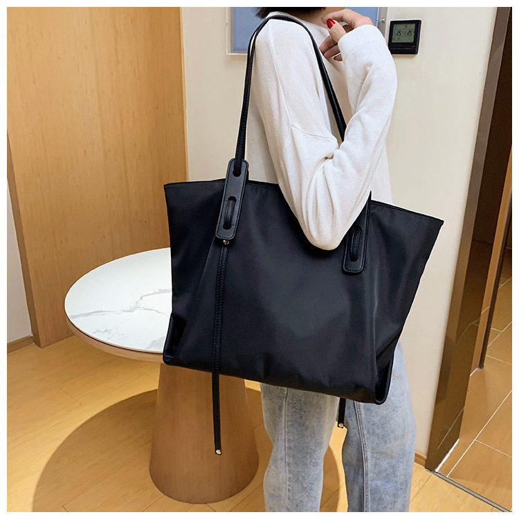 trendy ladies women handbag fashion large capacity hand bag leather handle nylon tote bag wholesale