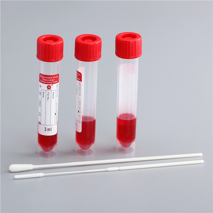 Hot Sale Sterile Nasopharyngeal Nylon Flocked Nasal Swab Stick Vtm Kit Virus Storage Sampling Tube