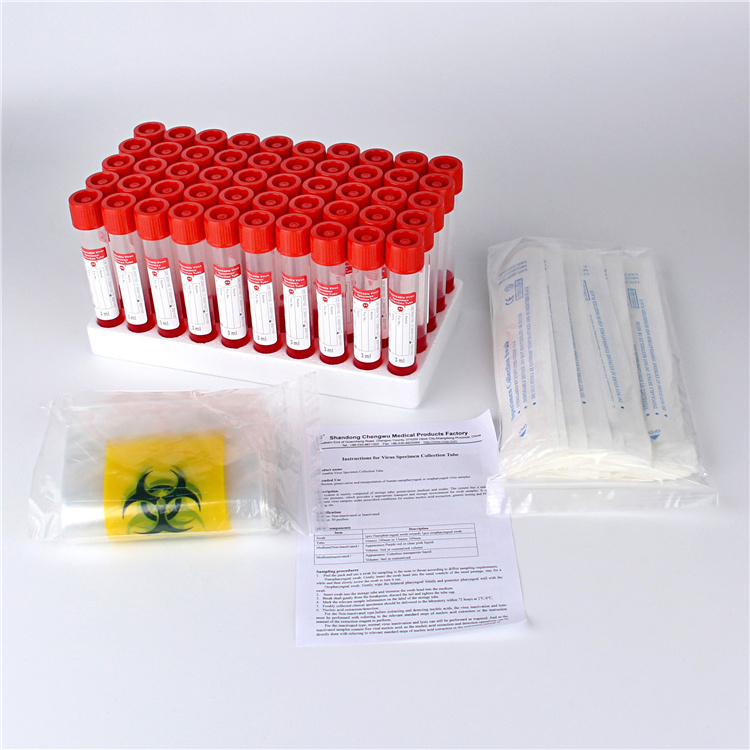 Hot Sale Sterile Nasopharyngeal Nylon Flocked Nasal Swab Stick Vtm Kit Virus Storage Sampling Tube