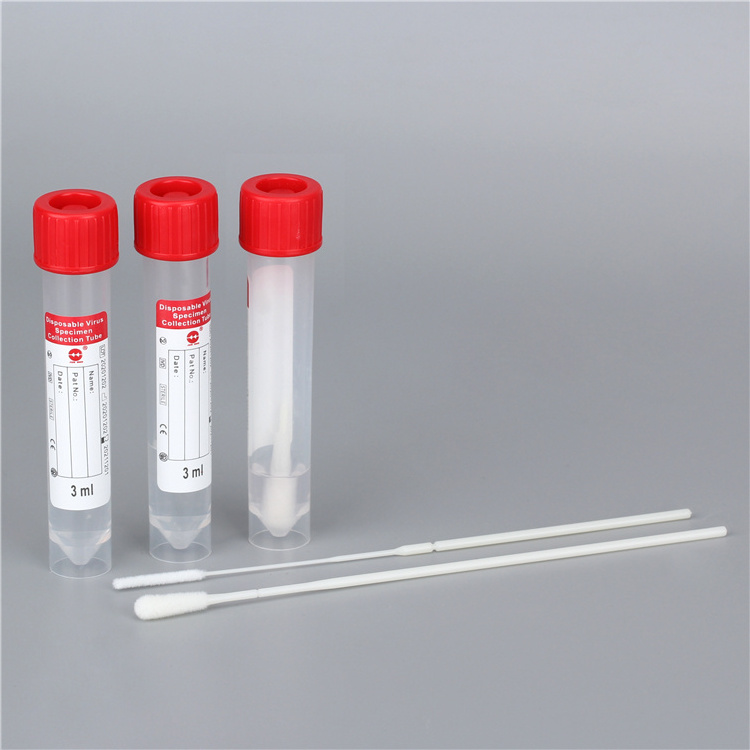 Professional Supplier RNA Virus Specimen Collection Kit 3Ml Medium Sterile Nasopharyngeal Throat Flocked Swab Kit