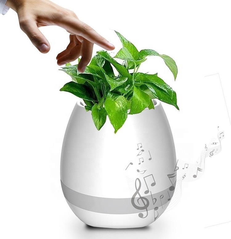 Smart BT Speaker Touch Music Playing Plant Pots Rechargeable Wireless Flower Pots with LED light