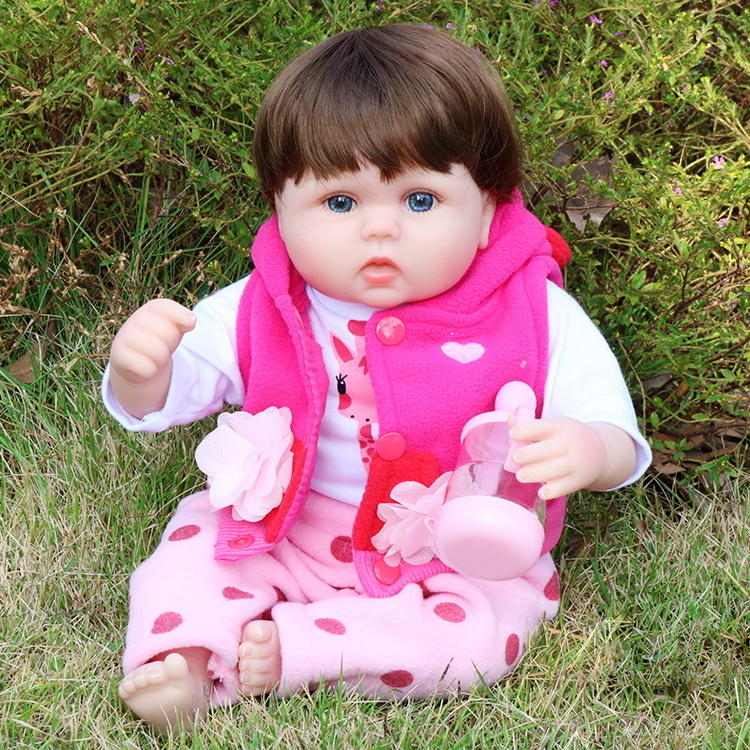 18 Inch Bebe Reborn Dolls 3D Painted With Rooted Hair Lifelike Reborn Baby Dolls Munecas Reborn