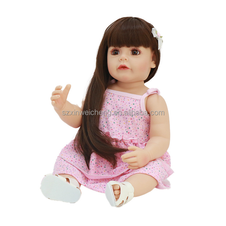 22 inch princess silicone vinyl realistic reborn baby doll blinking eyes long hair