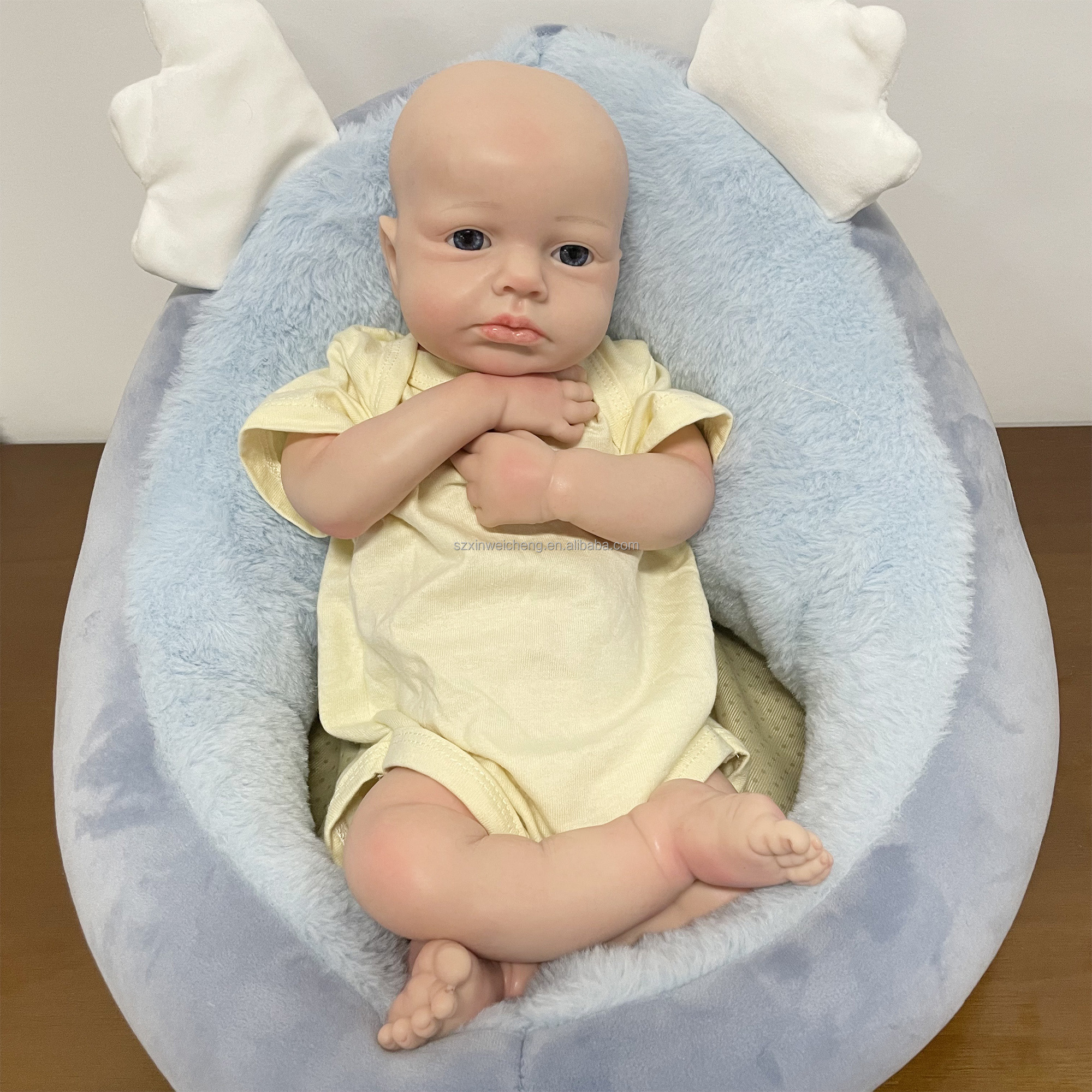 Bebe Reborn 45CM Boy Loulou Full Solid Silicone Reborn Doll Handmade Painted Baby Doll Boneca Reborn Corpo De Silicone