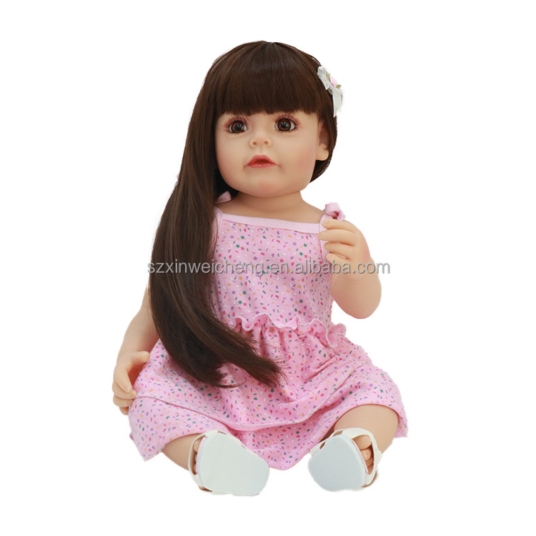 22 inch princess silicone vinyl realistic reborn baby doll blinking eyes long hair