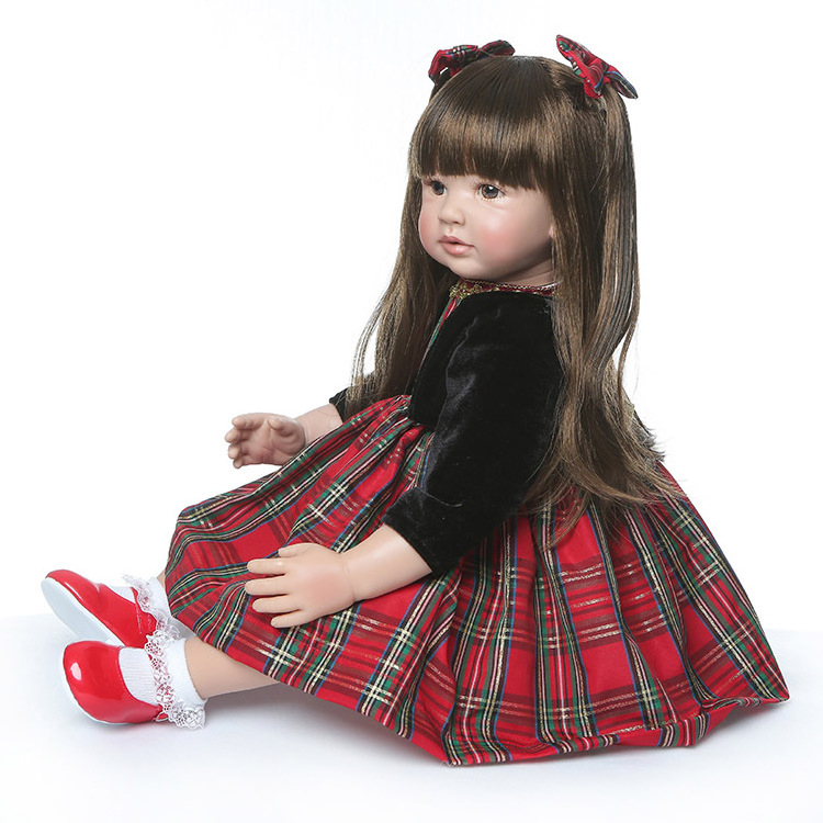 Big Dolls For Girl 60cm Reborn Baby Doll Toys with Long Hair Realistic Silicon Baby Dolls 100% Handmade