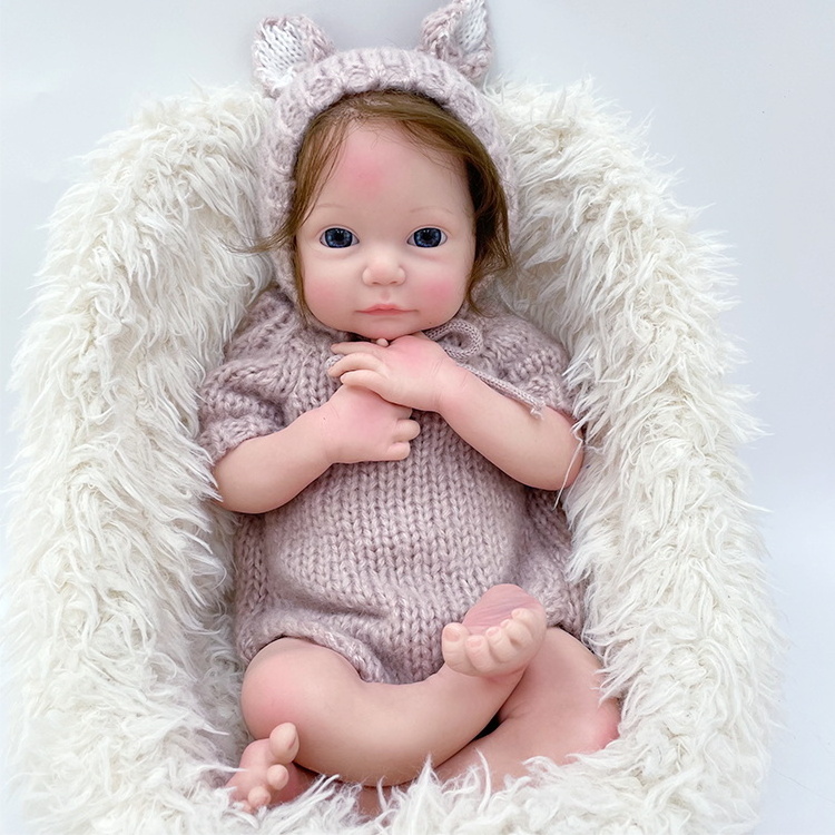 Full Soft Silicone Body Reborn Baby Girl Doll 46 CM 18 Inch Lifelike Long Hair Realistic Princess Toddler Bebe Birthday Gift