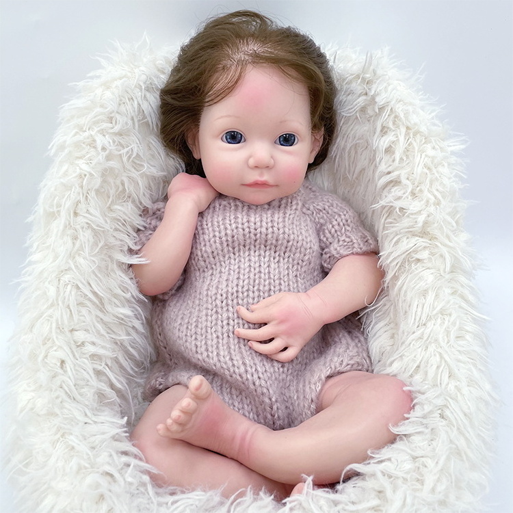 Full Soft Silicone Body Reborn Baby Girl Doll 46 CM 18 Inch Lifelike Long Hair Realistic Princess Toddler Bebe Birthday Gift