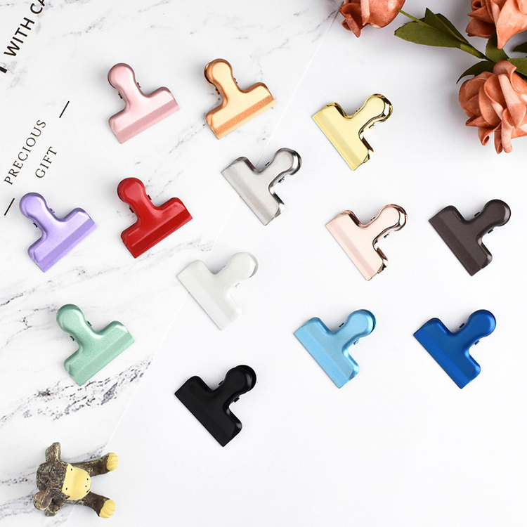 Stainless steel food clamp  40mm colorful Metal Food Bag Clips metal butterfly clips