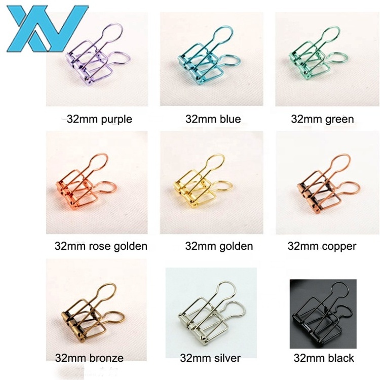 32mm promotional popular steel metal wire binder clips 9 different colors metal money clips