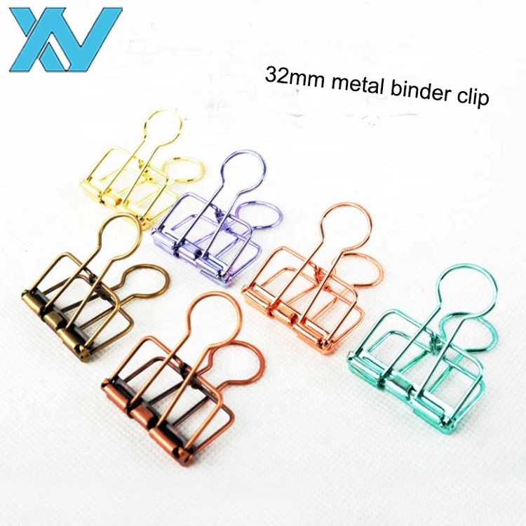 32mm promotional popular steel metal wire binder clips 9 different colors metal money clips