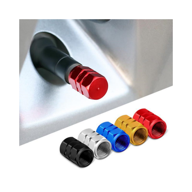 Tire Valve Cap, 4 Pcs Leak-Proof Air Protection  Aluminum Car Tire Valve Cap Air Nozzle Cover//