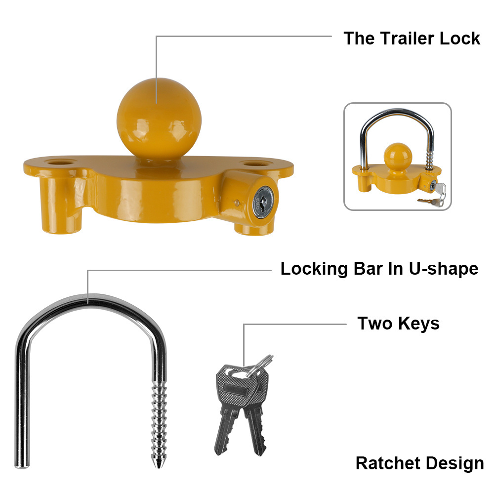 Hitch Lock, Universal Heavy-Duty Steel Adjustable Trailer Lock//