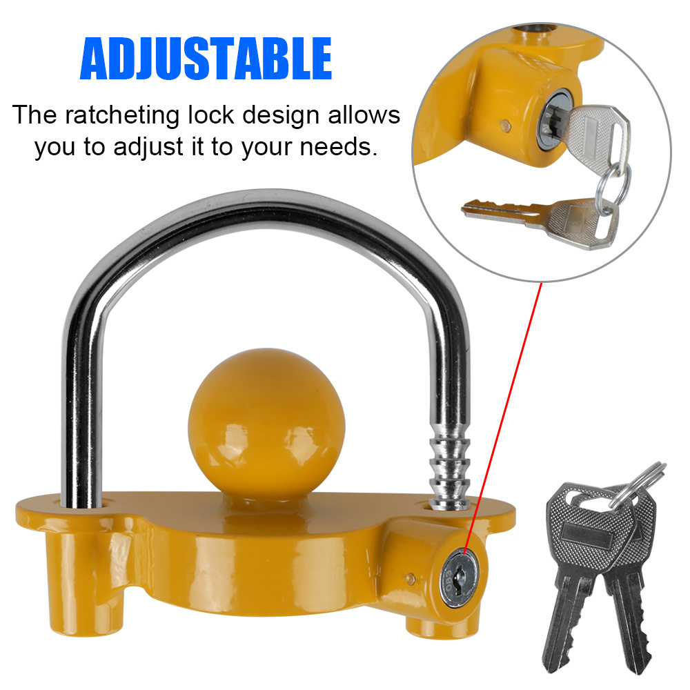 Hitch Lock, Universal Heavy-Duty Steel Adjustable Trailer Lock//