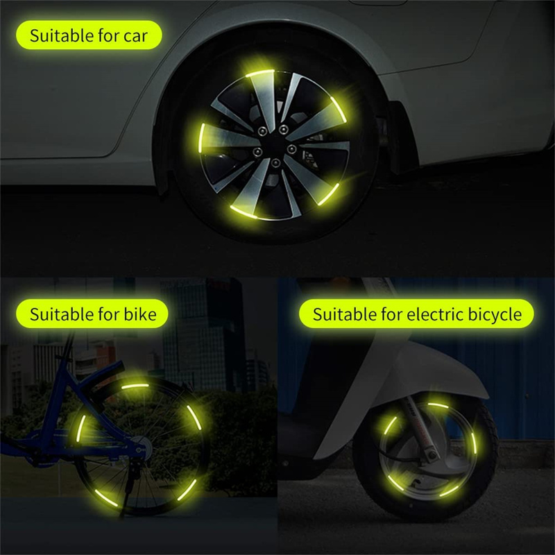 10pcs Universal Decoration Night Reflective Wheel Hub Safety Warning Stripe Stickers For Cars