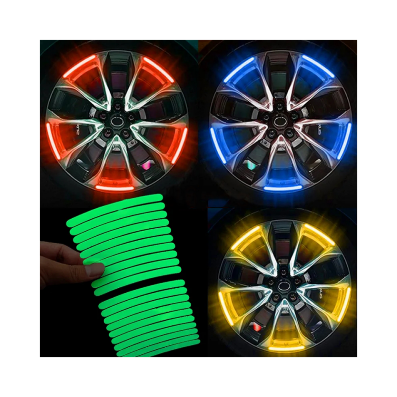 10pcs Universal Decoration Night Reflective Wheel Hub Safety Warning Stripe Stickers For Cars