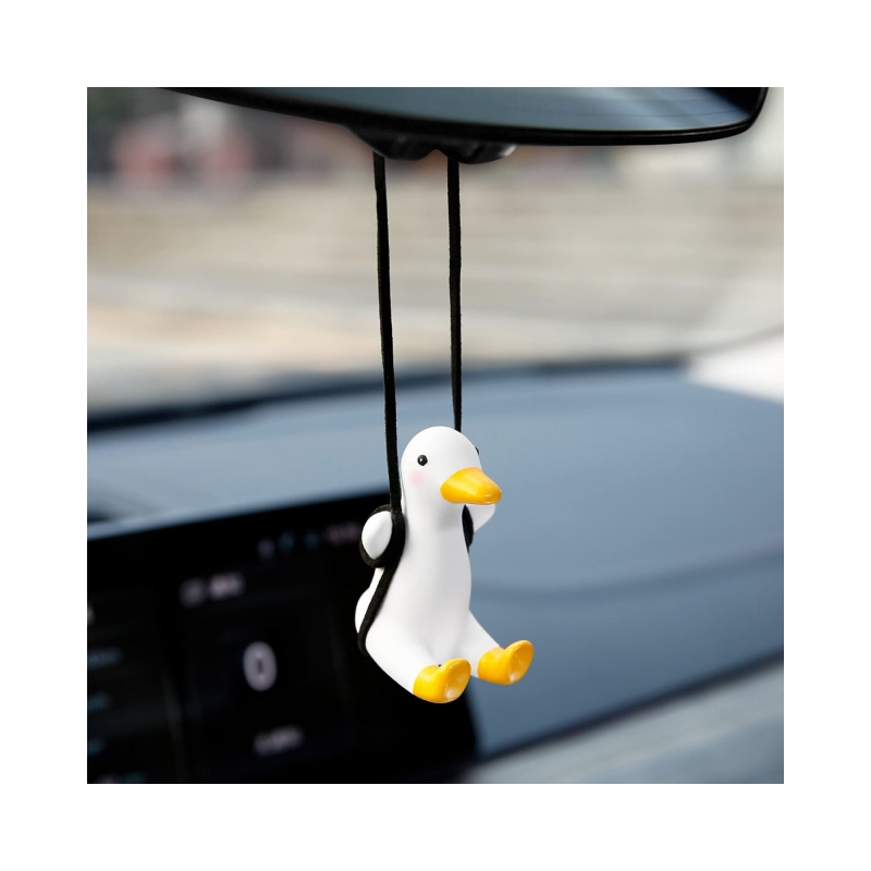 Wholesale Cute Swinging Duck Car Mirror Hanging Ornament Car Interior Accessories