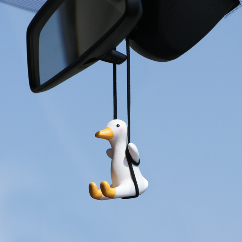 Wholesale Cute Swinging Duck Car Mirror Hanging Ornament Car Interior Accessories