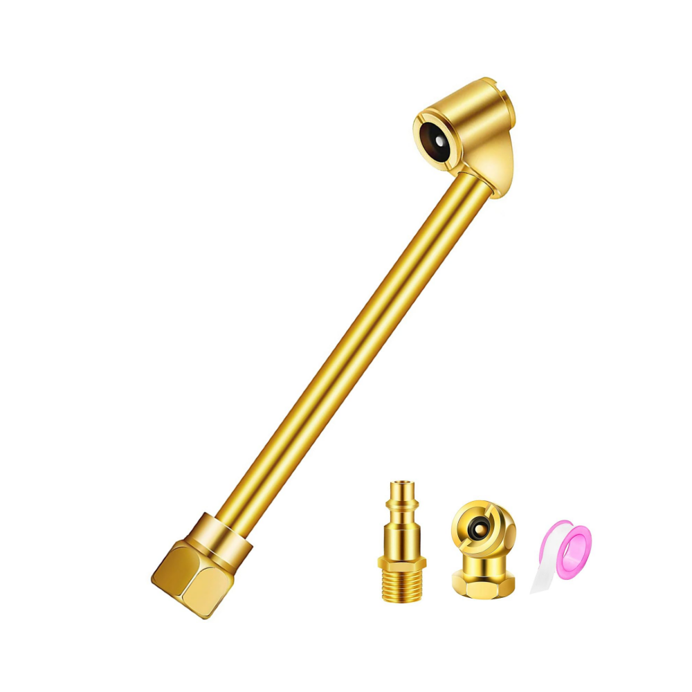 Tyre Valve Stems with Tape 1/4 Inch Closed Ball Air Chucks 1/4 Inch Dual Head NPT Male End Air Hose Pipe Brass Air Chuck Set