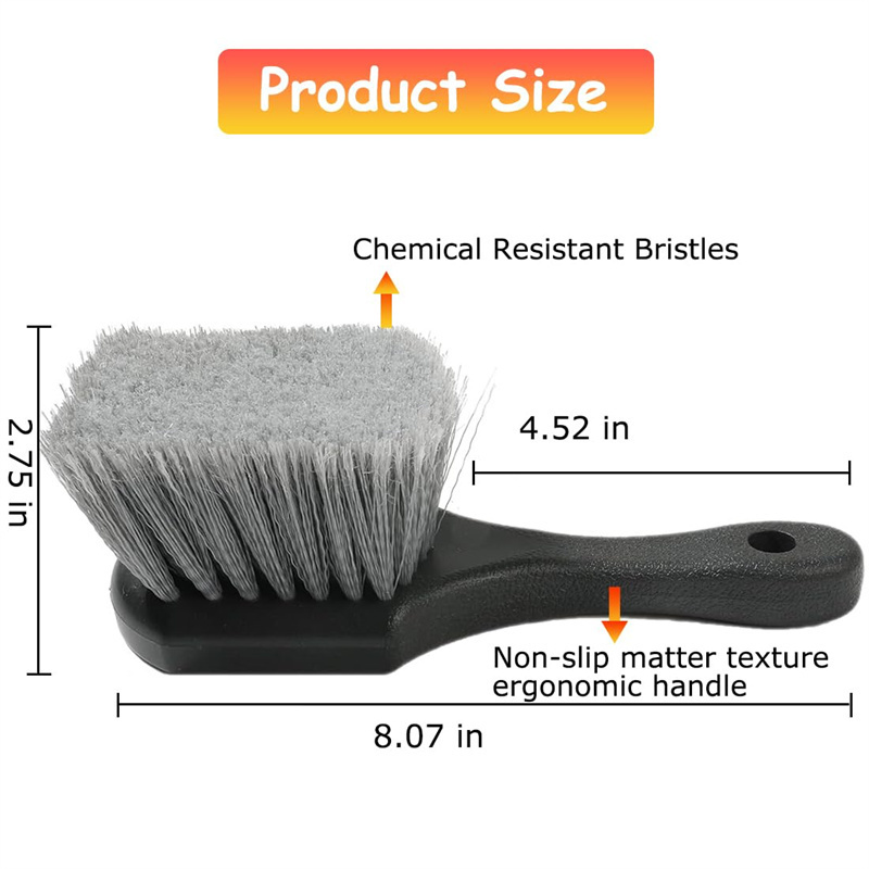 Easy Scrubbing Short Handle Vehicle Wash Soft Bristle Car Rim Tire Cleaner Brush Car Wheel Brush