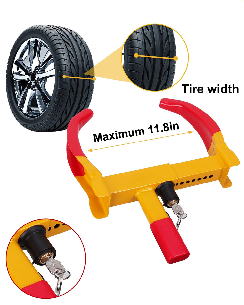 Universal Car SUV Boat Motorcycle Anti Theft Heavy Duty Security Trailer Tires Wheel Lock