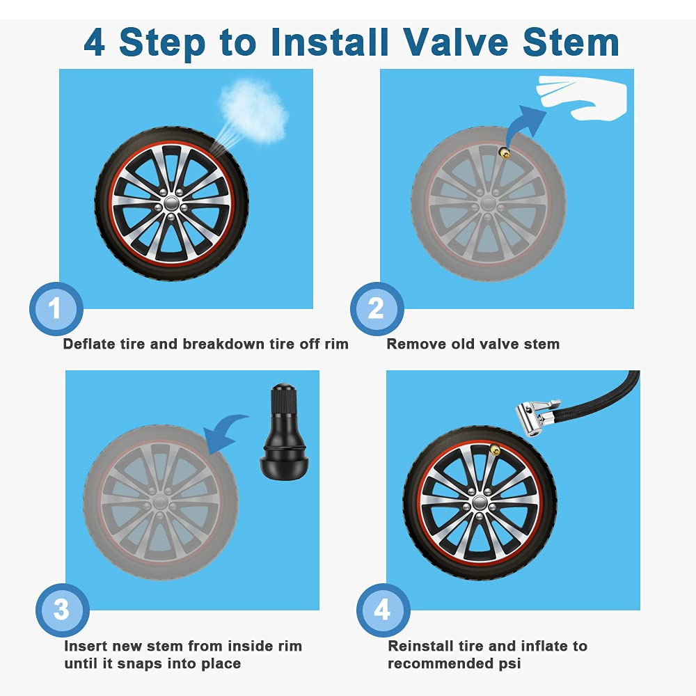 TR412 Rim Holes On Standard Vehicle Tire Rubber Snap-in Tire Valve Stem For Tubeless