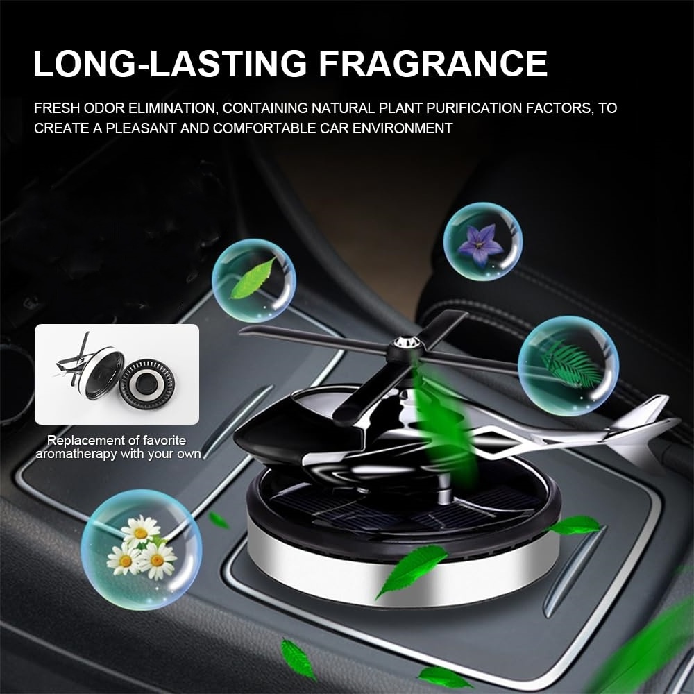 Creative Helicopter Purify Odors Solar Energy Rotating Aromatherapy Aviation Al Alloy Diffuser Car Air Freshener