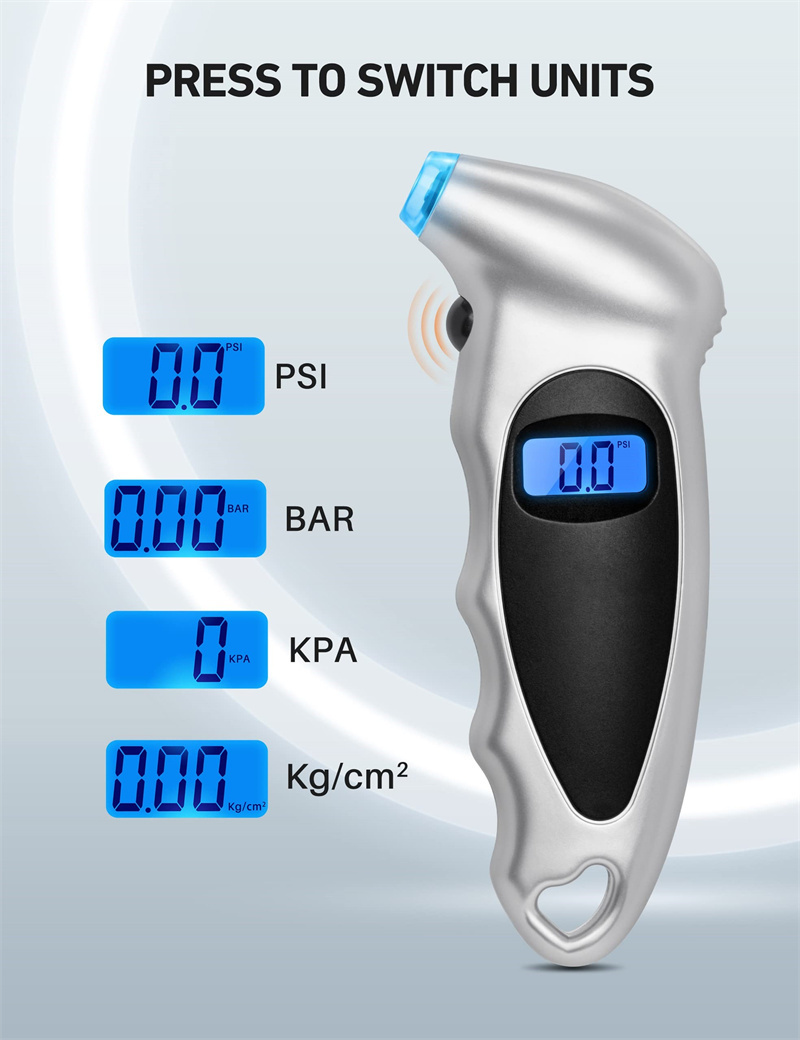 4 Settings Backlight LCD Bicycle Truck Car Digital Tire Pressure Gauge