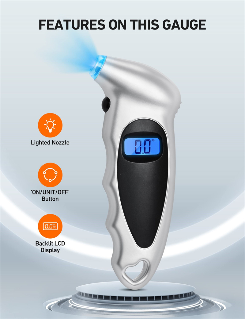 4 Settings Backlight LCD Bicycle Truck Car Digital Tire Pressure Gauge