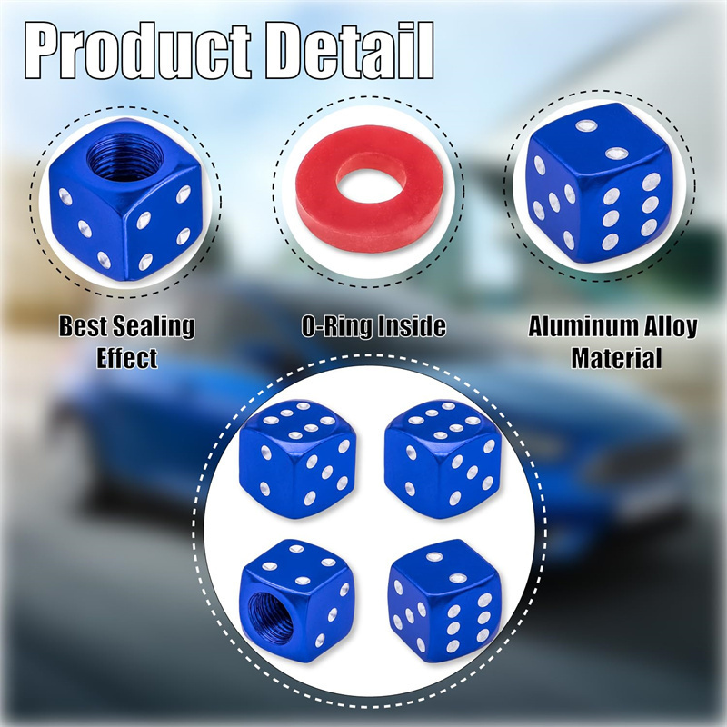 Universal Aluminium Tire Valve Stem Covers Metal Car Air Nozzle Cover Dice Tire Valve Cap