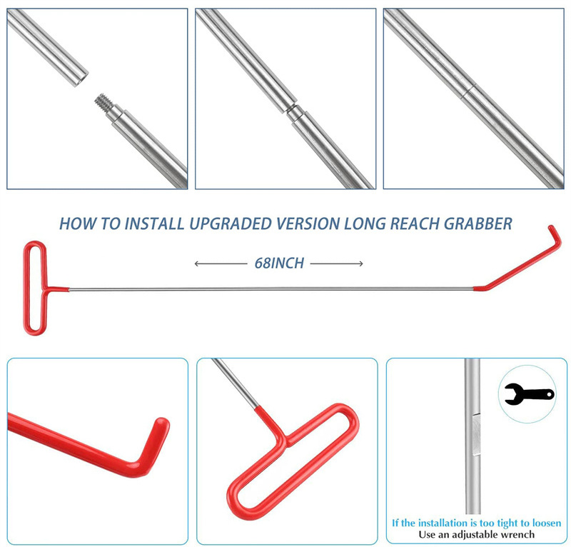 14 Pcs Long Reach Grabber Air Wedge Locksmith  Auto Opener Kit Lockout Car Alternator Pulley Open Fitting Tools