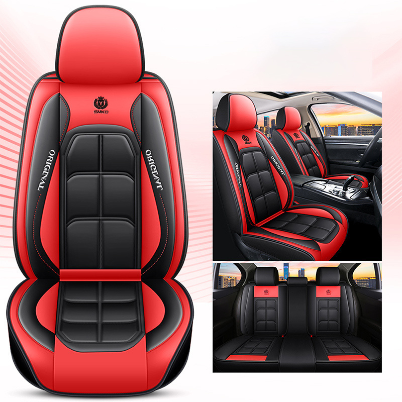 Custom Designer Comfortable Auto Seat Covers Red Leather Universal Car Seat Cover