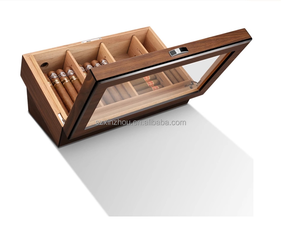 Cigar Humidor and Boveda 72% Humidity Packs with Accessory Drawer