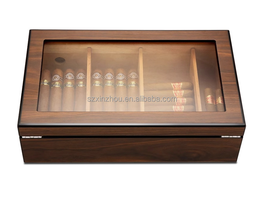 Cigar Humidor and Boveda 72% Humidity Packs with Accessory Drawer